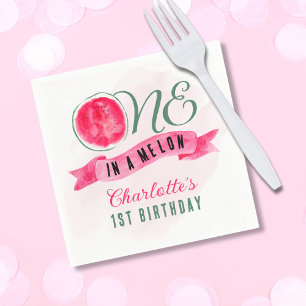 One in a Melon Watermelon 1st Birthday Napkins
