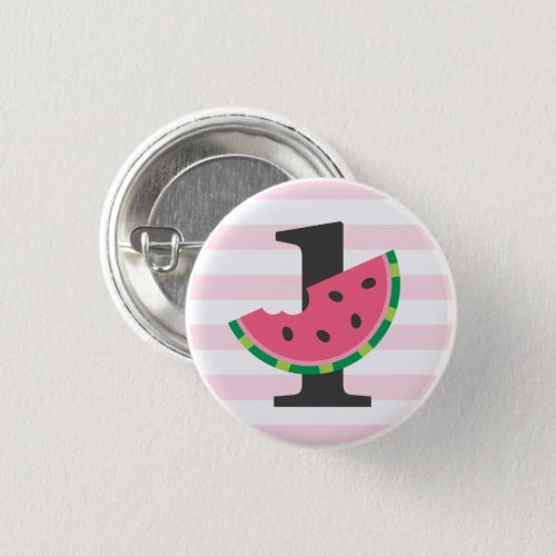 One in a Melon Watermelon 1st Birthday Party Favor Button