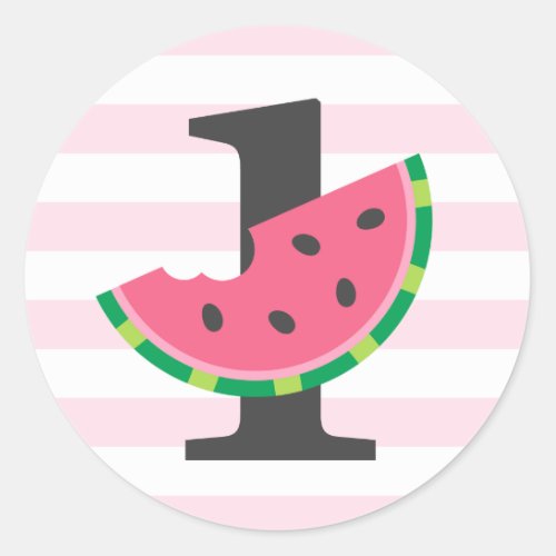 One in a Melon Watermelon 1st Birthday Party Favor Classic Round Sticker