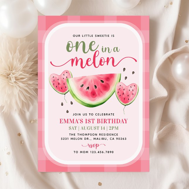 One in a Melon Watermelon 1st Birthday Party Invitation (Creator Uploaded)
