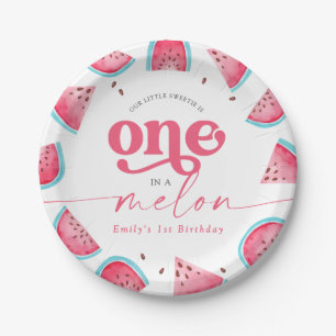 One in a Melon Watermelon 1st Birthday Party Paper Plates