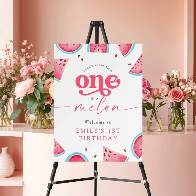 One in a Melon Watermelon 1st Birthday Welcome Foam Board (Creator Uploaded)