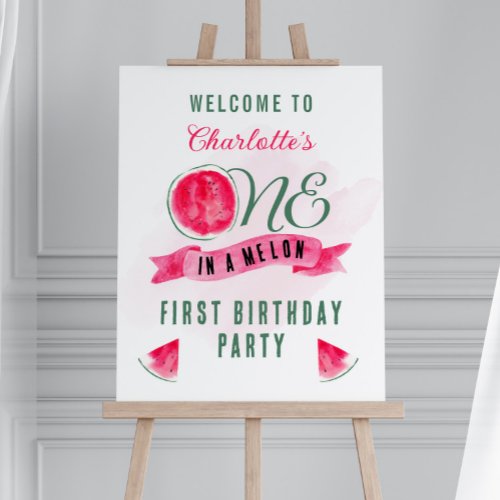 One in a Melon Watermelon 1st Birthday Welcome Foam Board