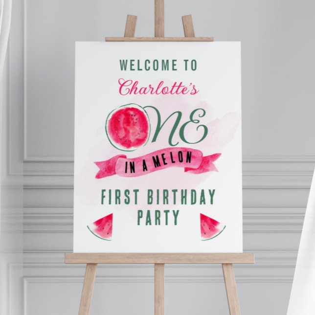 One in a Melon Watermelon 1st Birthday Welcome Foam Board (Creator Uploaded)
