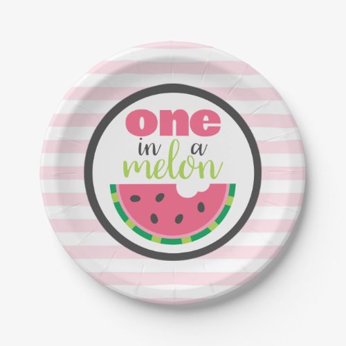 One in a Melon Watermelon Baby Girl 1st Birthday  Paper Plates