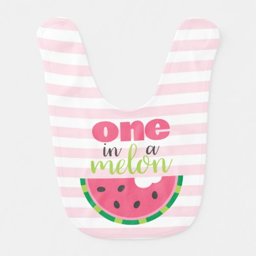 One in a Melon Watermelon Baby Girls 1st Birthday Baby Bib