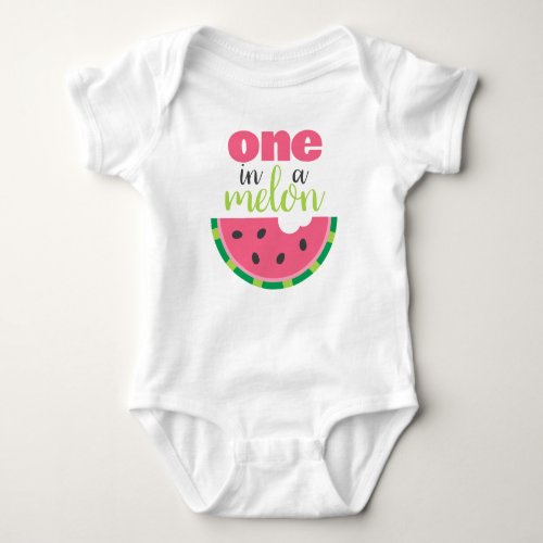 One in a Melon Watermelon Baby Girls 1st Birthday Baby Bodysuit