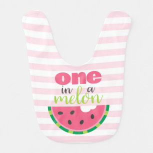 One in a Melon Watermelon Baby Girl's 1st Birthday Bib
