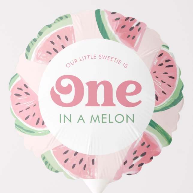 One in a Melon Watermelon Birthday Balloon (Front)