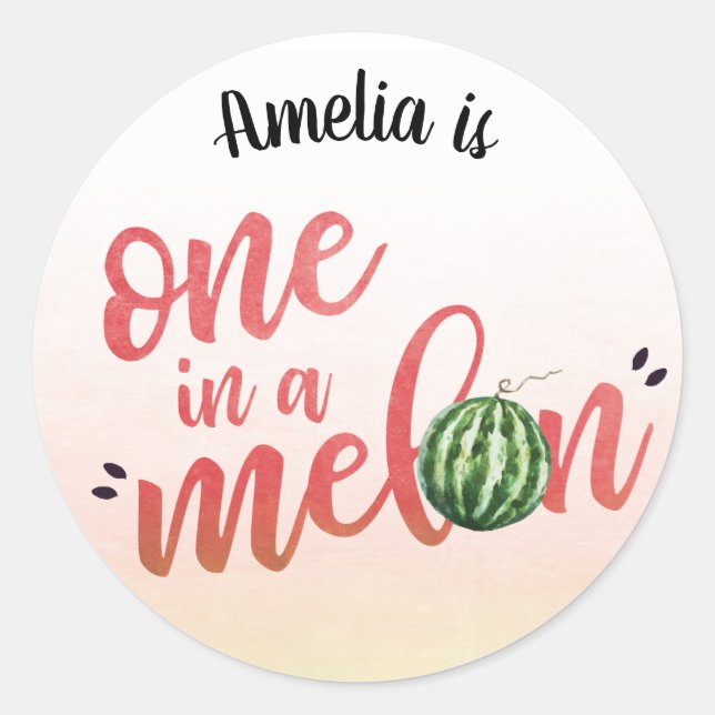 One in a Melon Watermelon Birthday Envelope Seal (Front)