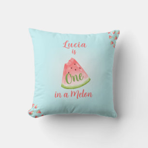 One in a Melon Watermelon Birthday Favor Gift Throw Pillow