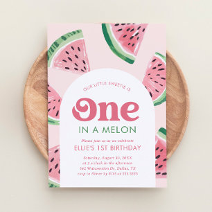 One in a Melon Watermelon Birthday Invitation