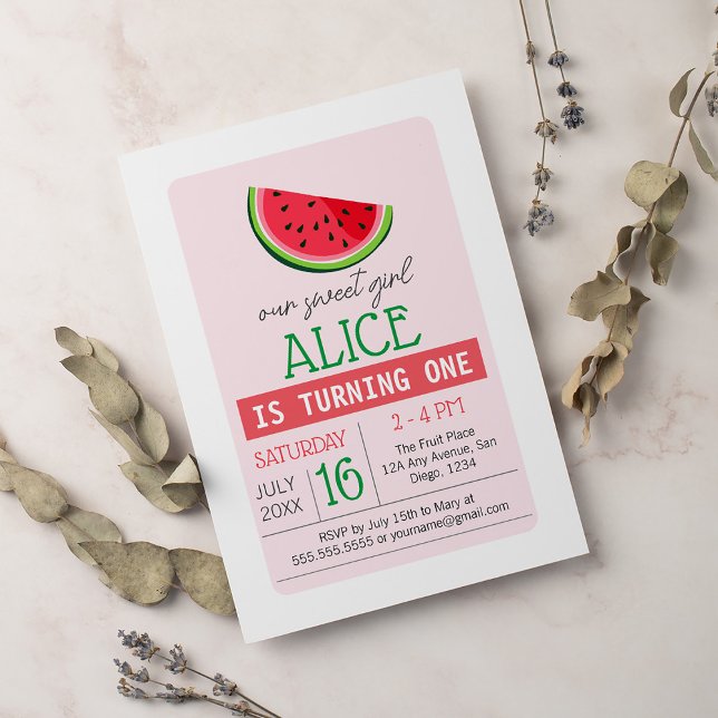 One in a Melon Watermelon Birthday Invitation (Creator Uploaded)