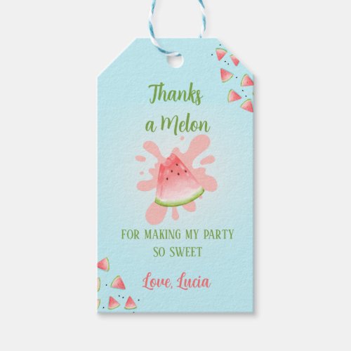 One in a Melon Watermelon Birthday Invitation Gift Tags
