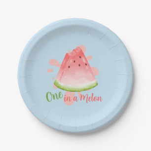 One in a Melon Watermelon Birthday Invitation Paper Plates