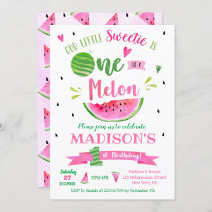 One in a Melon Watermelon Birthday Invitations