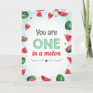 One in a Melon Watermelon Birthday Party Greeting Card