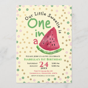 One In A Melon Watermelon Birthday Party Invitation