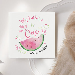 One in a Melon Watermelon Birthday Party Napkins