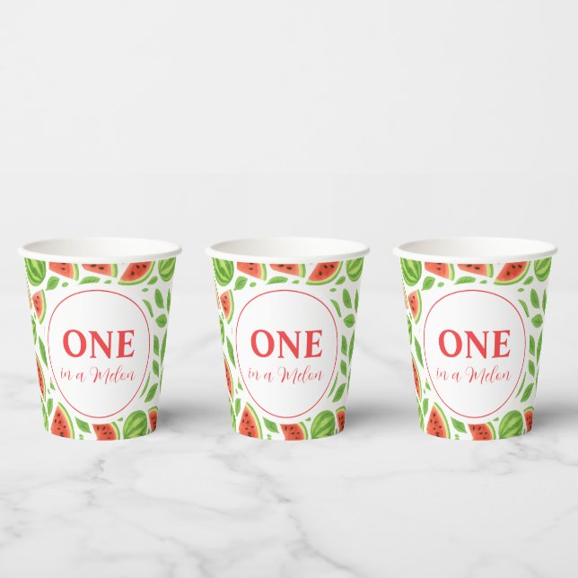 One In A Melon Watermelon Birthday Party Paper Cups (Multi)