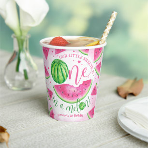 ONE in a Melon! Watermelon Birthday Party Paper Cups