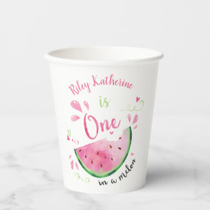 One in a Melon Watermelon Birthday Party Paper Pla Paper Cups