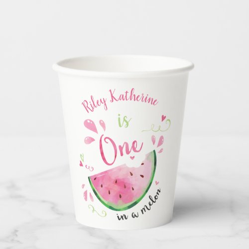 One in a Melon Watermelon Birthday Party Paper Pla Paper Cups