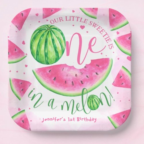 ONE in a Melon Watermelon Birthday Party  Paper Plates