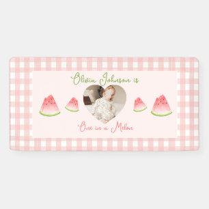 One in a Melon Watermelon Birthday Photo Banner