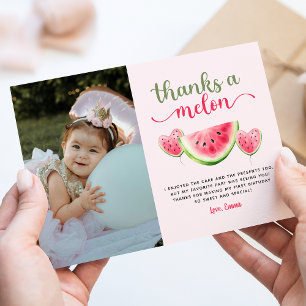 One in a Melon Watermelon Birthday Thank You Card