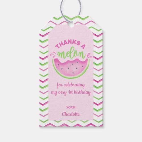 One in a Melon Watermelon Birthday Thank You Favor Gift Tags