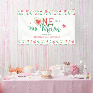 One In A Melon   Watermelon Birthday Welcome Banner