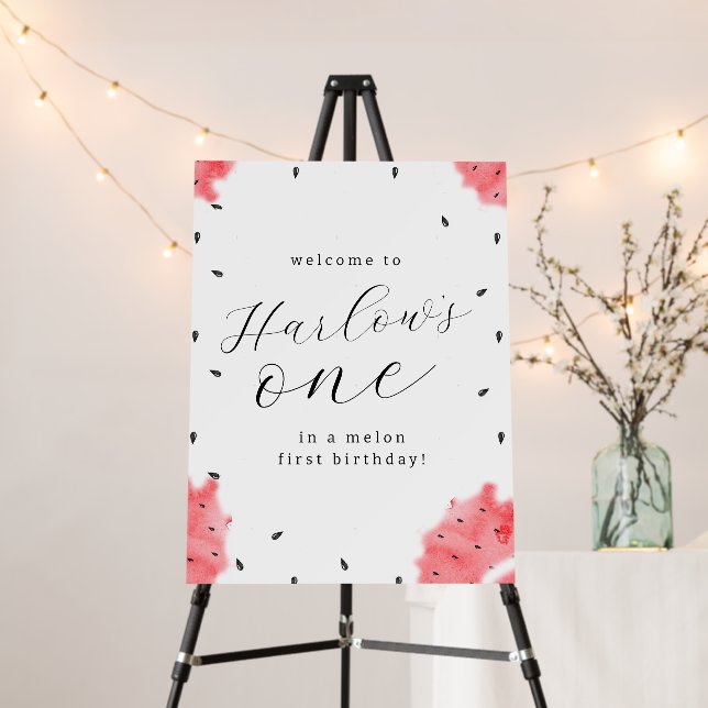 ONE in a Melon Watermelon Birthday Welcome Sign (In Situ (Stand))