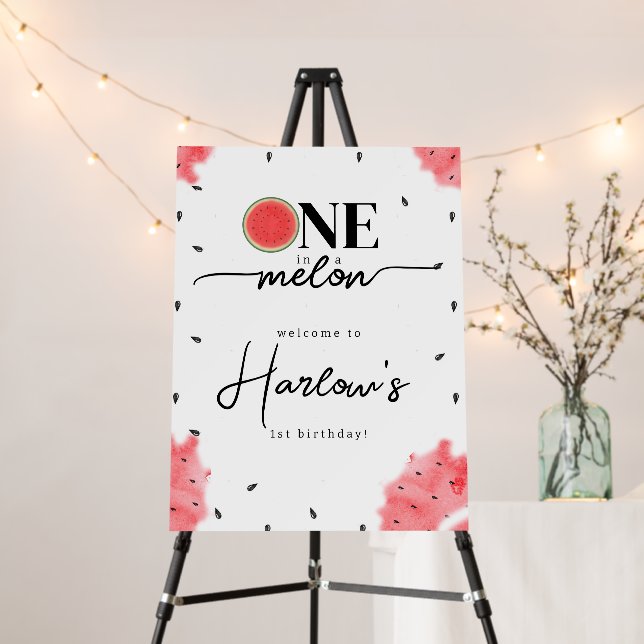 ONE in a Melon Watermelon Birthday Welcome Sign (In Situ (Stand))