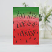 One In A Melon Watermelon Classroom Valentine Invitation (Standing Front)