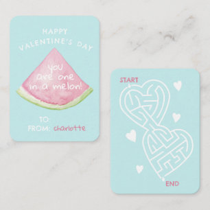 One in A Melon watermelon classroom Valentine Not Note Card
