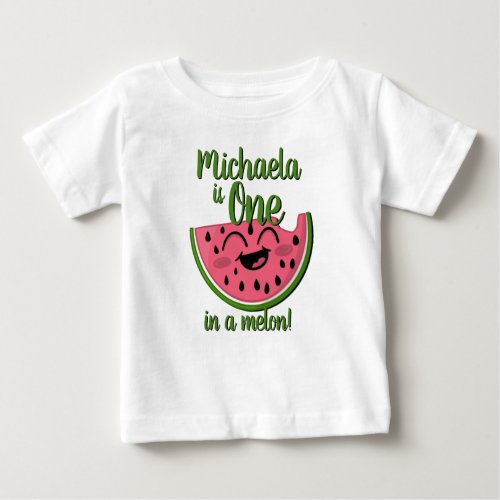 One in a Melon Watermelon Cute First Birthday Baby T_Shirt