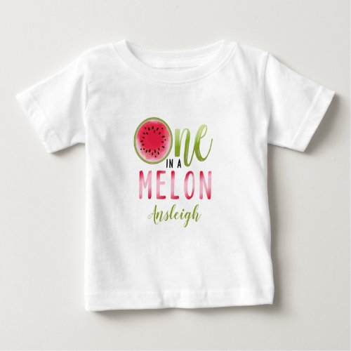 One In A Melon Watermelon First Birthday Baby T_Shirt