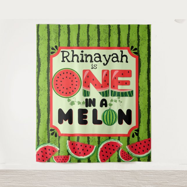 ONE in a Melon Watermelon First Birthday Backdrop (Front)