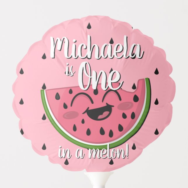 One in a Melon Watermelon First Birthday Balloon (Front)