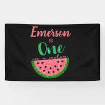 One In A Melon Watermelon First Birthday Banner Zazzle Com