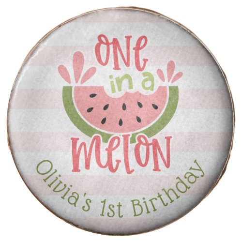 One In A Melon Watermelon First Birthday Chocolate Covered Oreo