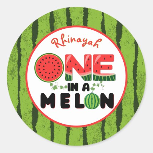 ONE in a Melon Watermelon First Birthday Classic Round Sticker