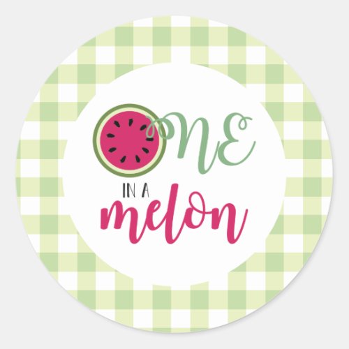 One in a Melon Watermelon First Birthday Classic Round Sticker