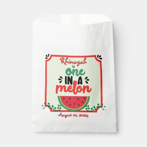 ONE in a Melon Watermelon First Birthday Favor Bag