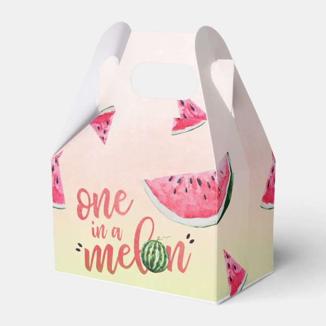 One in a Melon Watermelon First Birthday Favor Boxes (Front Side)