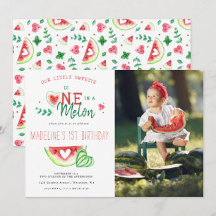 One In A Melon Watermelon First Birthday Invitat Invitation