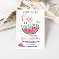 One in a Melon Watermelon First Birthday Invitatio