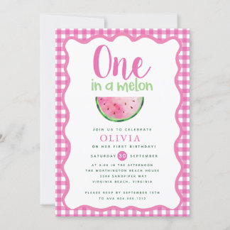 One in a Melon Watermelon First Birthday Invitation