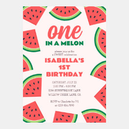 One in a Melon Watermelon First Birthday Invitation